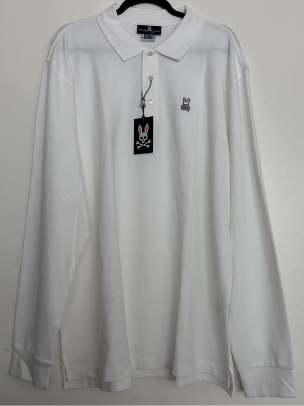Psycho Bunny Men’s Long Sleeve Classic Polo White Size 3XL